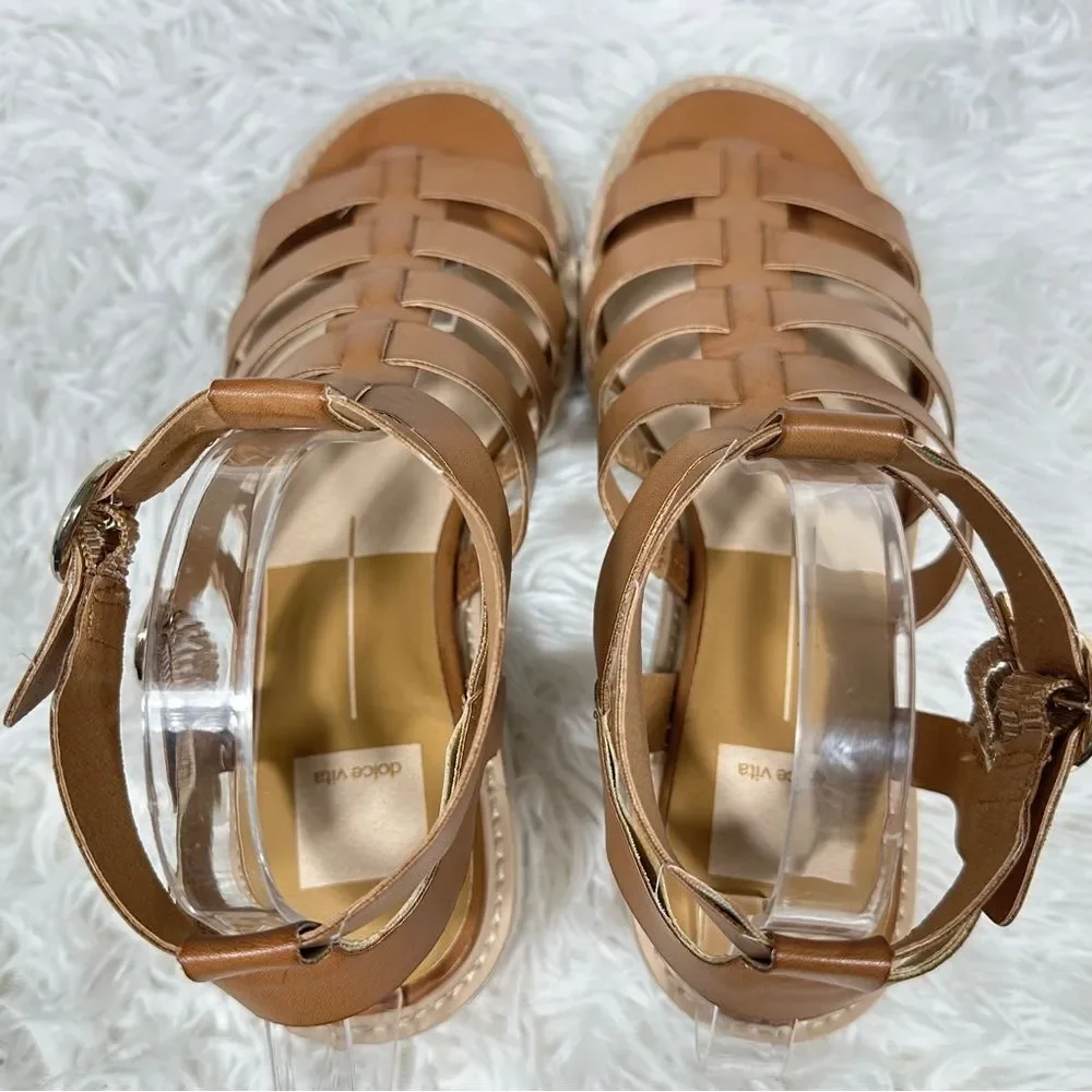 Dolce Vita Lillia Brown Block Heel Gladiator Sandals Chunky Lug Sole Platform 10